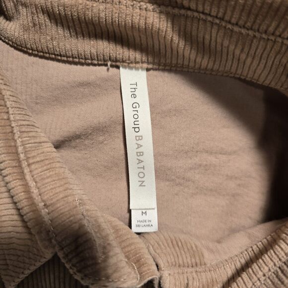 Aritzia Babaton Corduroy Shacket Shirt Women Medium Tan Oversized Minimalist - Picture 8 of 11